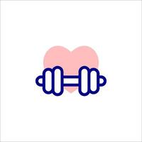 A dumbbell and heart icon on a white background vector