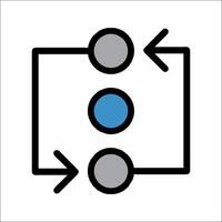 A blue and black square with two arrows pointing to the left vector