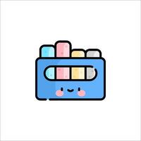 A cute blue box with a smiley face on it vector