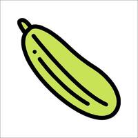 A cucumber is shown in a line drawing vector