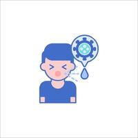 A man with a cough and a droplet of water vector