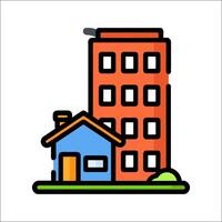 A house and a building icon on a white background vector
