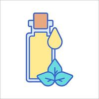 A bottle of oil with a leaf and a drop of oil vector