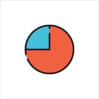 A pie chart icon with a red and blue circle vector