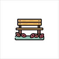 A park bench with flowers and leaves on it vector