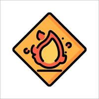 A warning sign with a flame on it vector