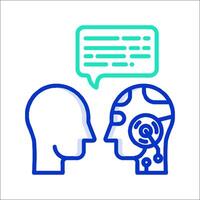 Two heads with speech bubbles and a robot head vector