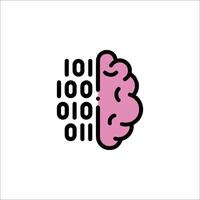 A pink brain with binary code on it vector