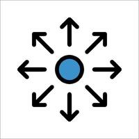 An icon of a circle with arrows pointing in different directions vector