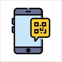Mobile phone qr code icon vector