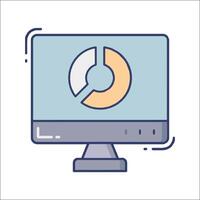 A computer monitor with a pie chart on it vector