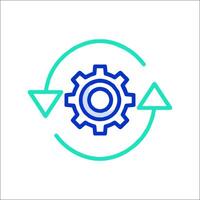 A gearwheel and arrow pointing to it vector