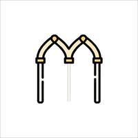 A line drawing of a cross with two arms vector