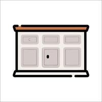 A cabinet with drawers and a door vector
