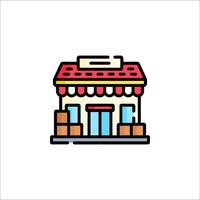 A store icon with boxes and a sign vector