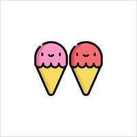 Two ice cream cones with faces on them vector