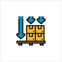 A warehouse with boxes and arrows vector