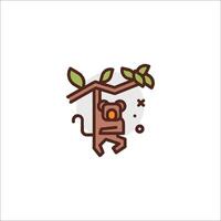 A monkey hanging from a tree with leaves vector
