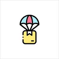 A colorful box with a parachute on it vector