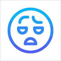A blue and white icon with a sad face vector