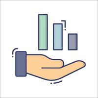 Hand holding a bar chart icon vector