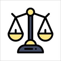 A scale of justice icon with a yellow and black scale vector