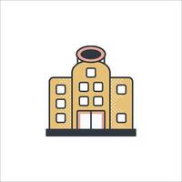 A building icon with a window and a door vector