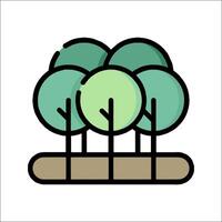 A line drawing of trees on a hill vector