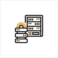 A server with a computer and a clock icon vector