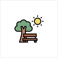A park bench and tree with the sun in the background vector