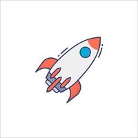 A rocket ship icon in a flat style vector