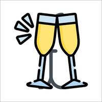 Two champagne glasses with a toast symbol vector