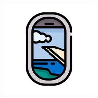 Airplane window view icon vector