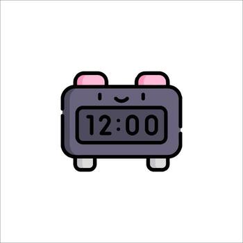 An alarm clock with two ears and a clock face vector