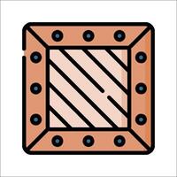 A square wooden frame with holes and a black border vector