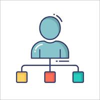 A person with a line connecting to other people vector