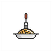 A bowl of food with a spoon in it vector