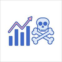 A skull and a graph with a downward arrow vector