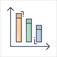 An icon of a bar chart with arrows pointing up vector