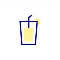 A drink with a straw and a lemon in it vector