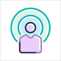 A person with a blue and purple circle on their head vector