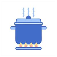 A blue pot with a flame on top of it vector
