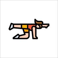 A woman doing a push up on a white background vector