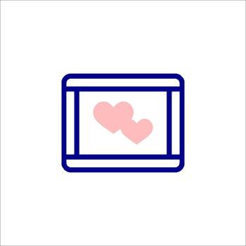 A computer screen with two hearts in it vector