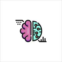 A brain icon with a circuit board on it vector