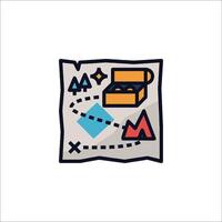 A map with a treasure chest icon vector
