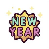 A new year's day sticker with the word new year vector