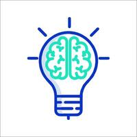 Light bulb with brain icon vector