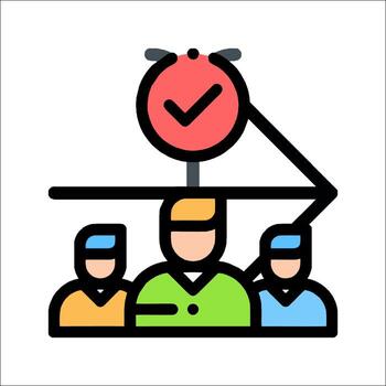 A group of people with a clock on top of them vector