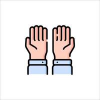Two hands are raised up in the air, with one hand on the other vector